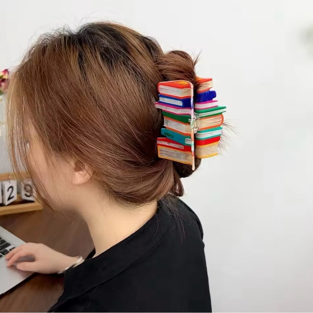 Books Hair Claw Book Crab Hair Clip Teacher's Gift Shark Clip